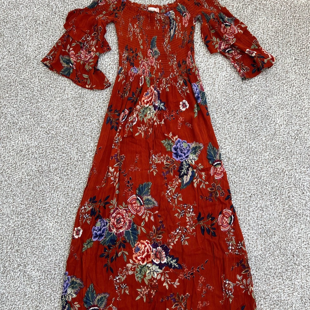 Altar'd State Burnt Orange Long Sleeve Dress